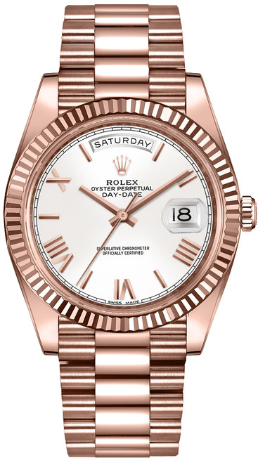 ROLEX Day-Date 40 White Dial Fluted Bezel Men'S Watch 228235-0032 Image 1 ROLEX Day-Date 40 White Dial Fluted Bezel Men'S Watch 228235-0032 Image 1