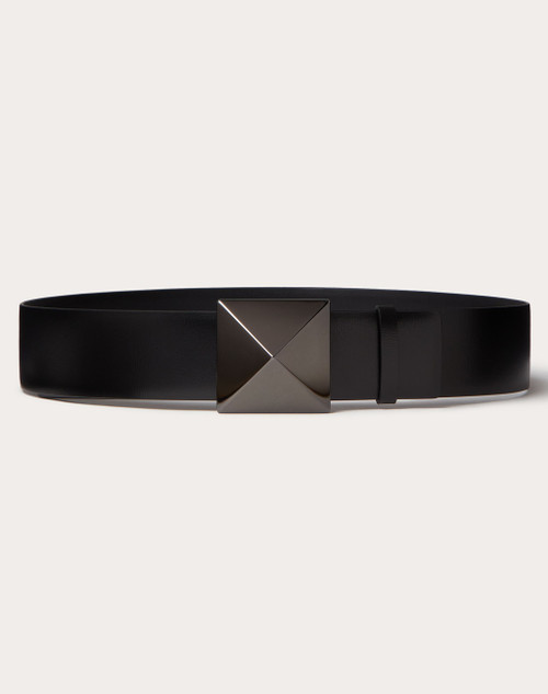 VALENTINO One Stud Belt In Shiny Calfskin, Height: 40 Mm