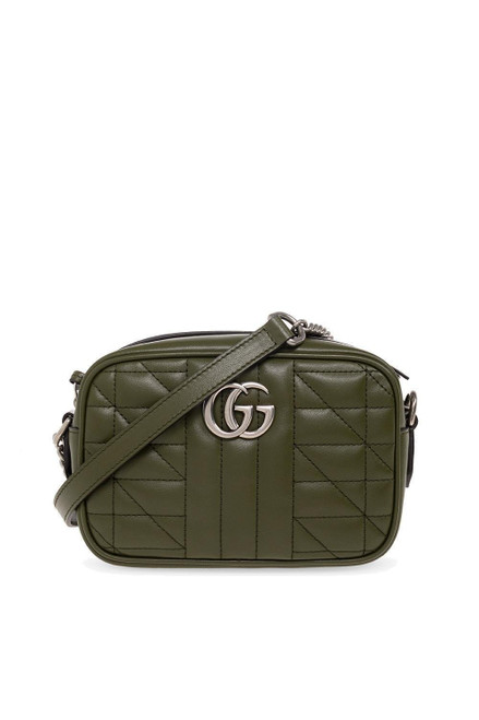 GUCCI GG Marmont Logo Plaque Zipped Mini Crossbody Bag