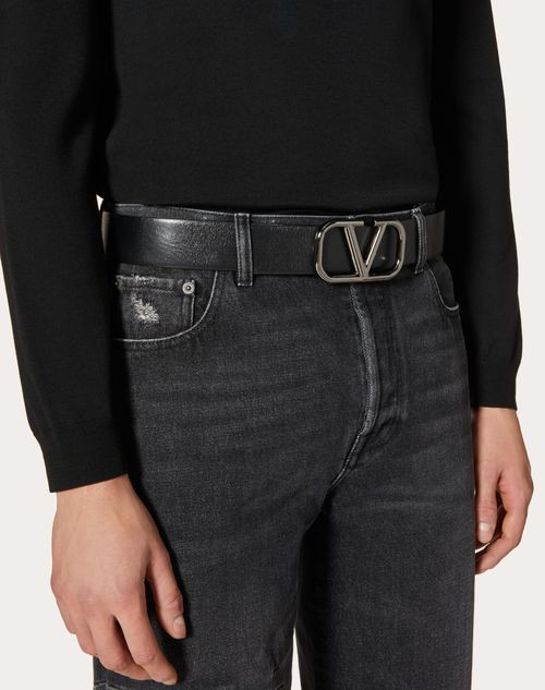 VALENTINO Signature Vlogo Belt In Calfskin. Height: 40 Mm