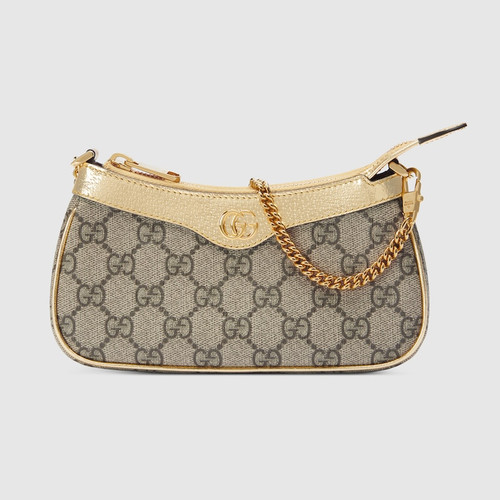 Gucci Gold Pebbled Leather '1973' Small Chain Shoulder Bag - Yoogi's Closet
