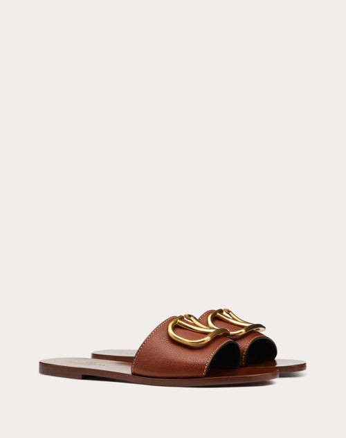 VALENTINO Vlogo Signature Slippers In Grained Cowleather With Accessory