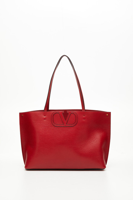VALENTINO Vlogo  Plain Leather Tote Bag