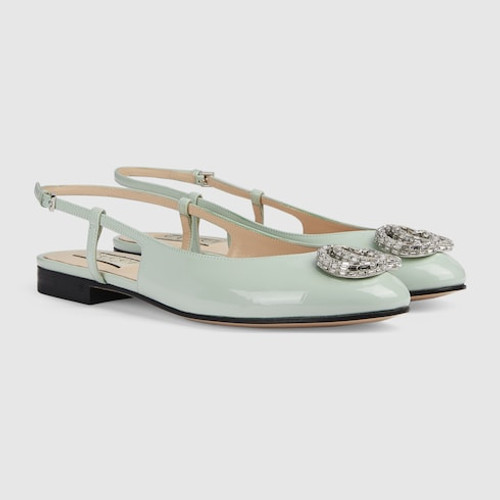 GUCCI Double G Pattern Ballerinas For Women - Pale Green