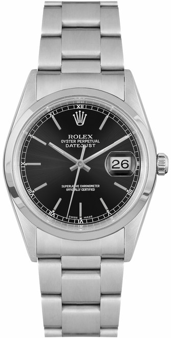 ROLEX Datejust 36 Black Dial Watch 16200 Image 1