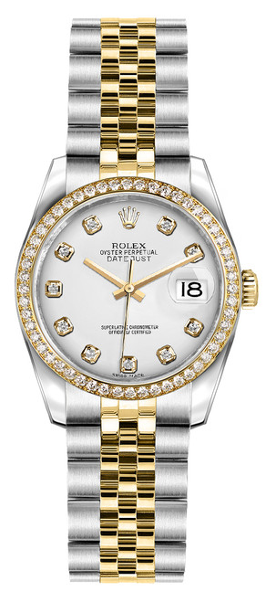 ROLEX Lady-Datejust 26 White Diamond Dial Gold 
Steel Watch 179383 Image 1