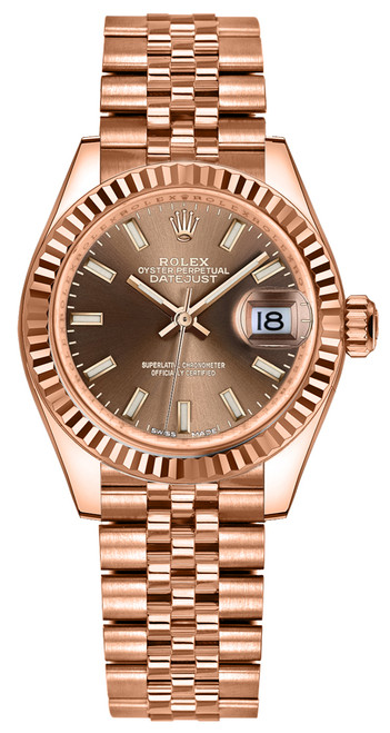 ROLEX Lady-Datejust 28 Chocolate Dial Rose Gold Women
S Watch 279175-0008 Image 1