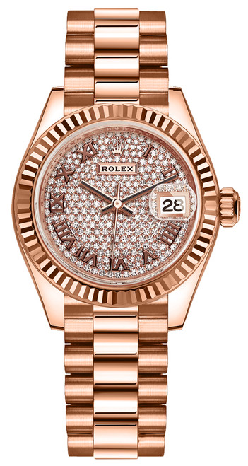ROLEX Lady-Datejust 28 Diamond-Paved Dial Women'S Watch 279175-0023 Image 1