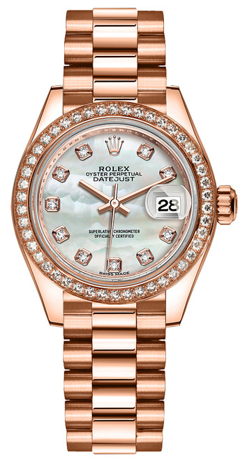 ROLEX Lady-Datejust 28 Mother Of Pearl Diamond Gold Watch 279135Rbr Image 1
