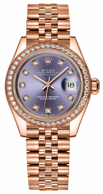 ROLEX Lady-Datejust 28 Purple Diamond Dial Gold Watch 279135Rbr Image 1