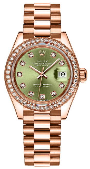 ROLEX Lady-Datejust 28 Green Diamond Dial Gold Watch 279135Rbr Image 1