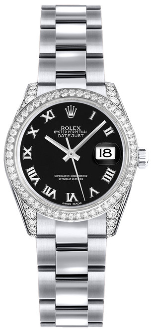 ROLEX Lady-Datejust 26 Black Roman Numeral Dial Gold Women
S Watch 179159 Image 1