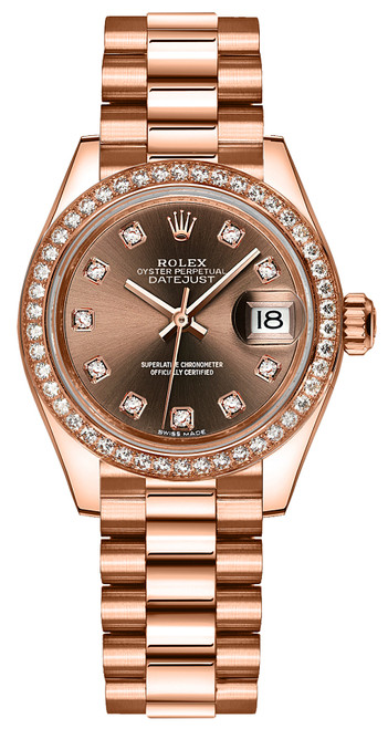 ROLEX Lady-Datejust 28 Rose Gold Diamond Watch 279135Rbr Image 1 ROLEX Lady-Datejust 28 Rose Gold Diamond Watch 279135Rbr Image 1