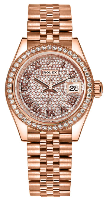 ROLEX Lady-Datejust 28 Pave Dial Everose Gold Women'S Watch 279135Rbr Image 1 ROLEX Lady-Datejust 28 Pave Dial Everose Gold Women'S Watch 279135Rbr Image 1