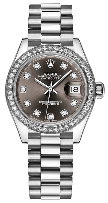 ROLEX Lady-Datejust 28 Platinum Diamond Women
S Watch 279136Rbr-0011 Image 1