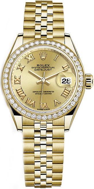 ROLEX Lady-Datejust 28 Yellow Gold Roman Numeral Dial Watch 279138Rbr-0022 Image 1 ROLEX Lady-Datejust 28 Yellow Gold Roman Numeral Dial Watch 279138Rbr-0022 Image 1