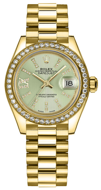 ROLEX Lady-Datejust 28 Green Diamond Dial Gold Watch 279138Rbr-0003 Image 1