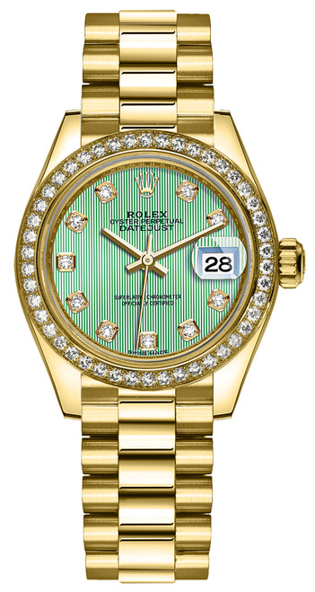 ROLEX Lady-Datejust 28 Green Dial Gold Watch 279138Rbr-0025 Image 1