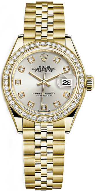 ROLEX Lady-Datejust 28 Silver Diamond Gold Jubilee Bracelet Watch 279138Rbr-0020 Image 1
