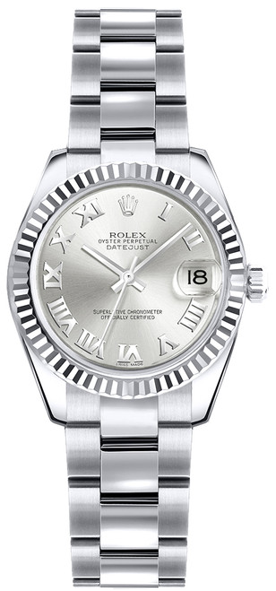 ROLEX Lady-Datejust 26 Silver Roman Numeral Dial Watch 179179 Image 1