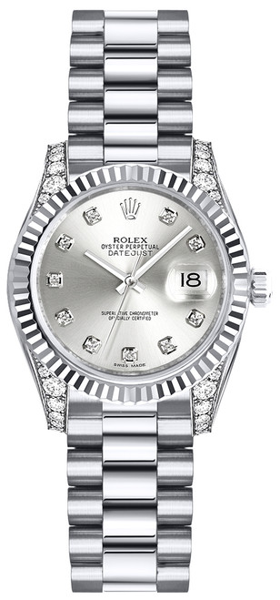 ROLEX Lady-Datejust 26 Silver Diamond Dial Gold Women'S Watch 179239 Image 1