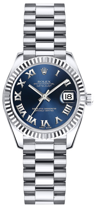ROLEX Lady-Datejust 26 Blue Roman Numeral Dial Watch 179179 Image 1