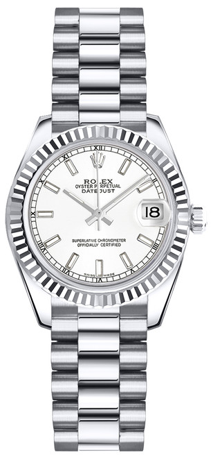 ROLEX Lady-Datejust 26 President Bracelet White Dial Watch 179179 Image 1