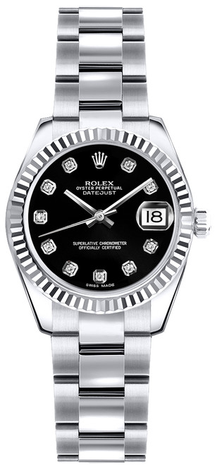 ROLEX Lady-Datejust 26 Black Diamond Dial Watch 179179 Image 1