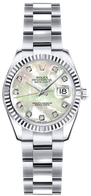 ROLEX Lady-Datejust 26 Mother Of Pearl Diamond Oyster Bracelet Watch 179179 Image 1