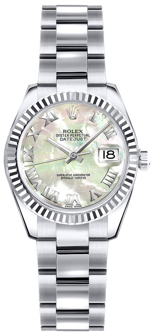 ROLEX Lady-Datejust 26 Mother Of Pearl Roman Numeral Watch 179179 Image 1