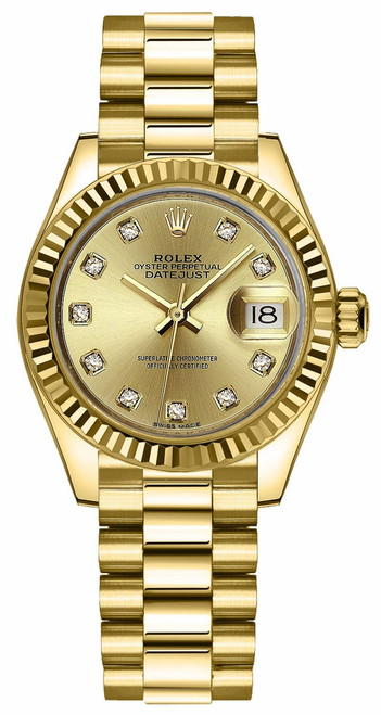 ROLEX Lady-Datejust 28 Champagne Diamond Dial Watch 279178-0017 Image 1