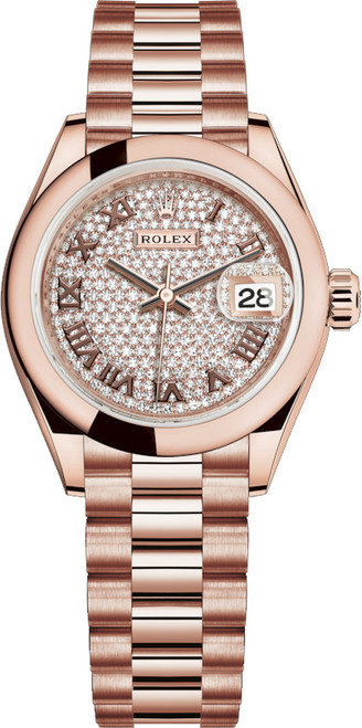 ROLEX Lady-Datejust 28 Diamond Pave Rose Gold Watch 279165-0023 Image 1