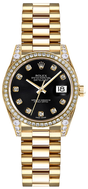 ROLEX Lady-Datejust 26 Black Diamond Dial Gold Women
S Watch 179158 Image 1