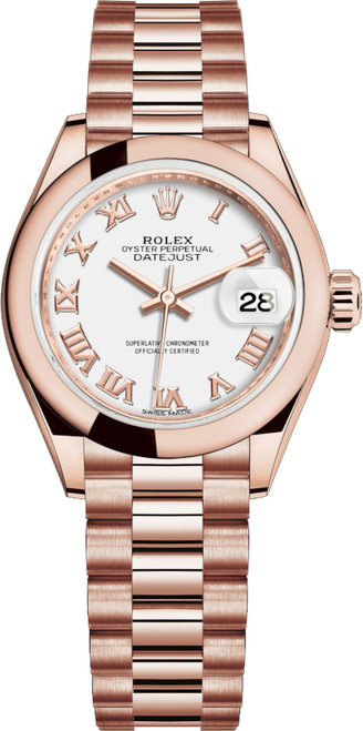 ROLEX Lady-Datejust 28 White Roman Numeral President Bracelet Watch 279165-0021 Image 1