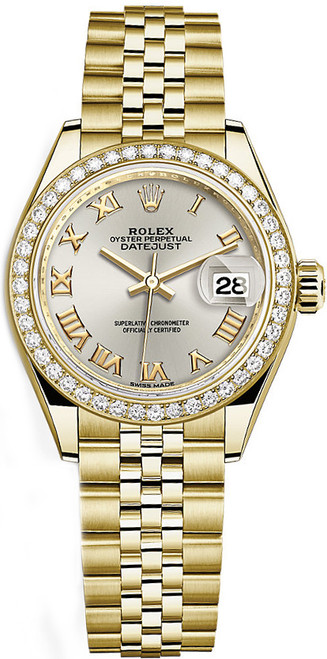 ROLEX Lady-Datejust 28 Silver Roman Numeral Gold Watch 279138Rbr-0018 Image 1