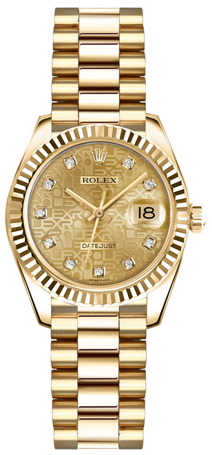 ROLEX Lady-Datejust 26 Gold Diamond Watch 179178 Image 1