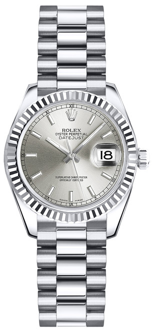 ROLEX Lady-Datejust 26 Silver Dial President Bracelet Watch 179179 Image 1