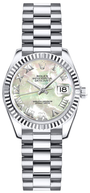ROLEX Lady-Datejust 26 Mother Of Pearl White Gold Watch 179179 Image 1