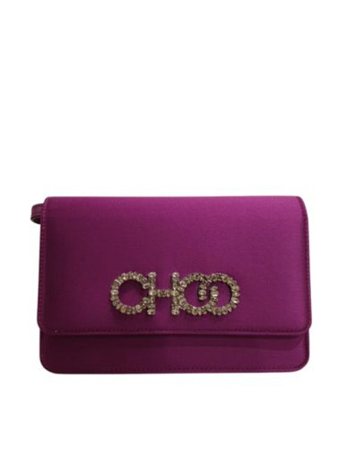 Jimmy Choo Sidney/m Raspberry Suede Cross Body Bag With Crystal Logo in Red