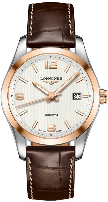 LONGINES Conquest Classic Solid Rose Gold & Silver Dial Men'S Watch L2.785.5.76.3 Image 1