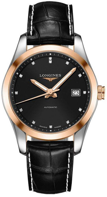 LONGINES Conquest Classic Diamond & Solid Rose Gold Men'S Watch L2.785.5.58.3 Image 1