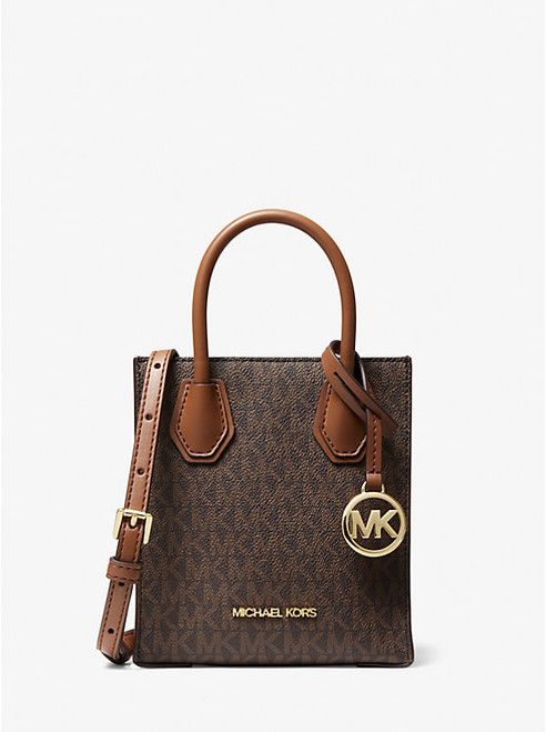 MICHAEL KORS Mercer Extra-Small Logo And Leather Crossbody Bag BROWN Image 1