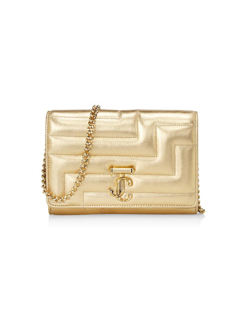 JIMMY CHOO Varenne Quilted Metallic Leather Clutch-On-Chain GOLD Image 1