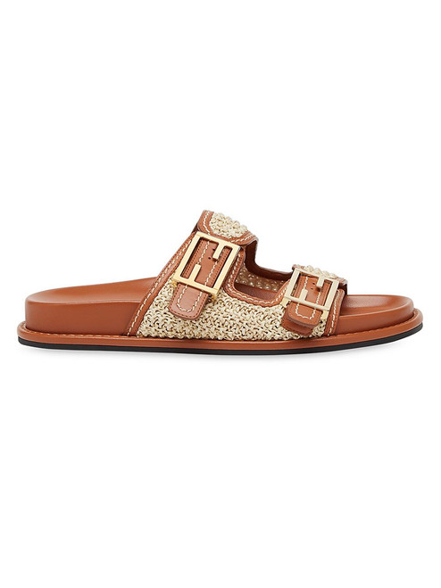 FENDI Two-Strap Ff Buckle Sandals BROWN Image 1