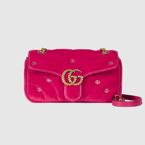 GUCCI Small Gg Marmont Shoulder Bag - Dark Pink