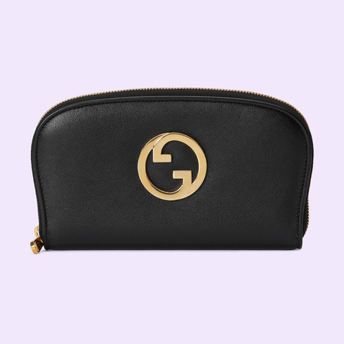 GG Embossed Wallet In Shiny Black Leather