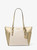 MICHAEL KORS  Charlotte Large Signature Logo and Metallic Top-Zip Tote Bag - Pale Gold