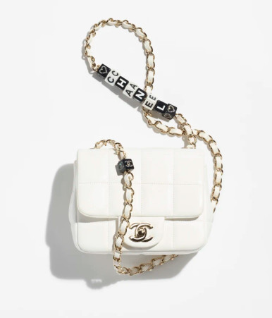 CHANEL Lambskin, Resin & Gold-Tone Metal White