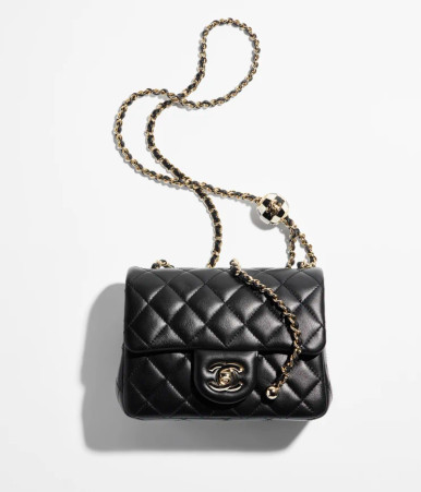 Chanel Mini Flap With Pearl Strap, Gold-Tone Metal