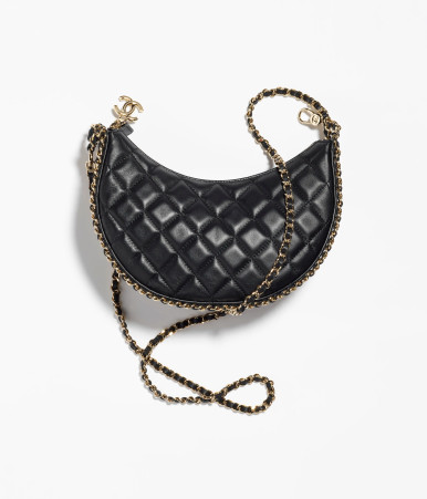 CHANEL Lambskin Quilted Small Hobo Bag Black | FASHIONPHILE